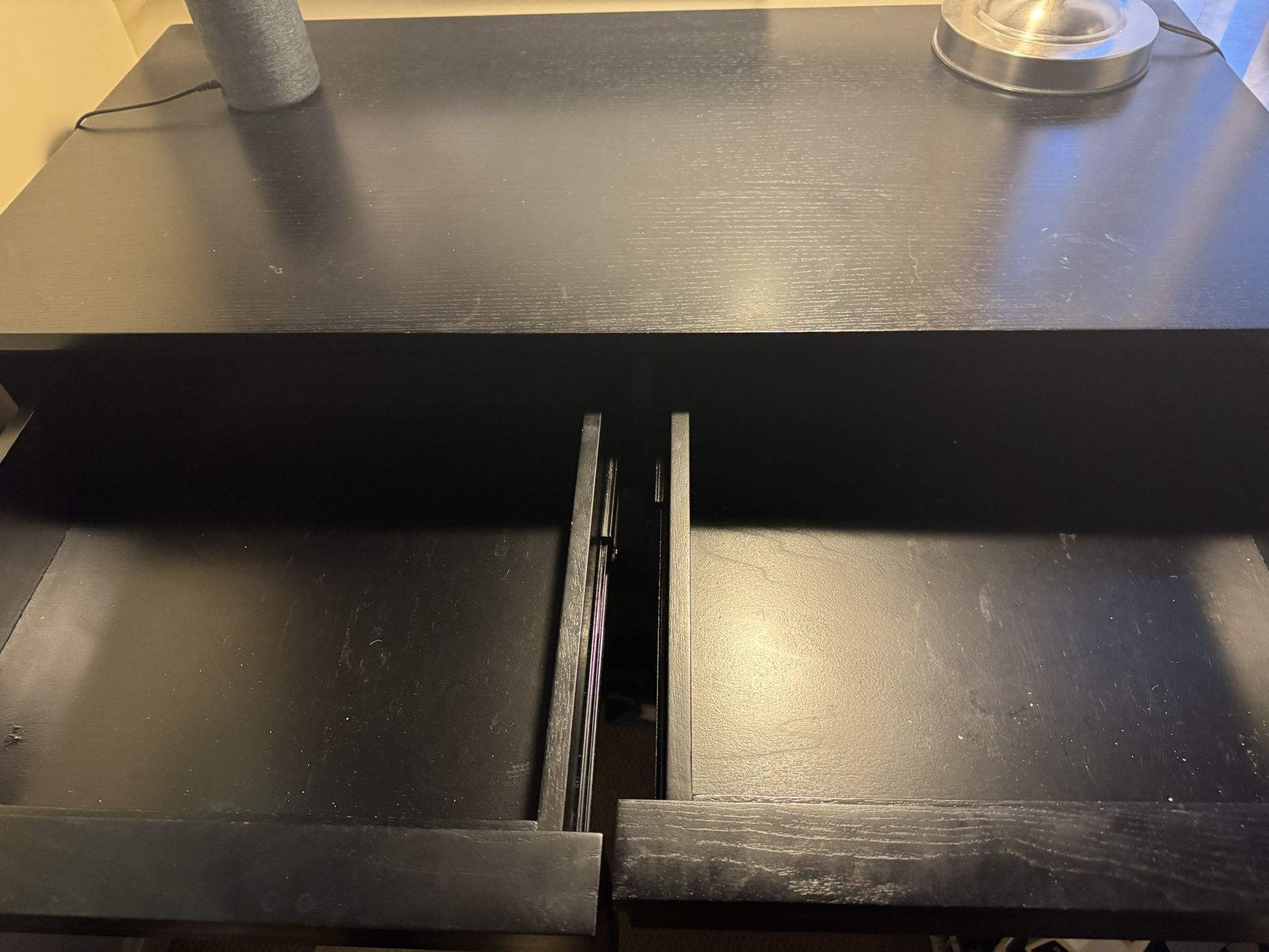 Black Wooden Credenza Filing Cabinet. 4 Drawers.