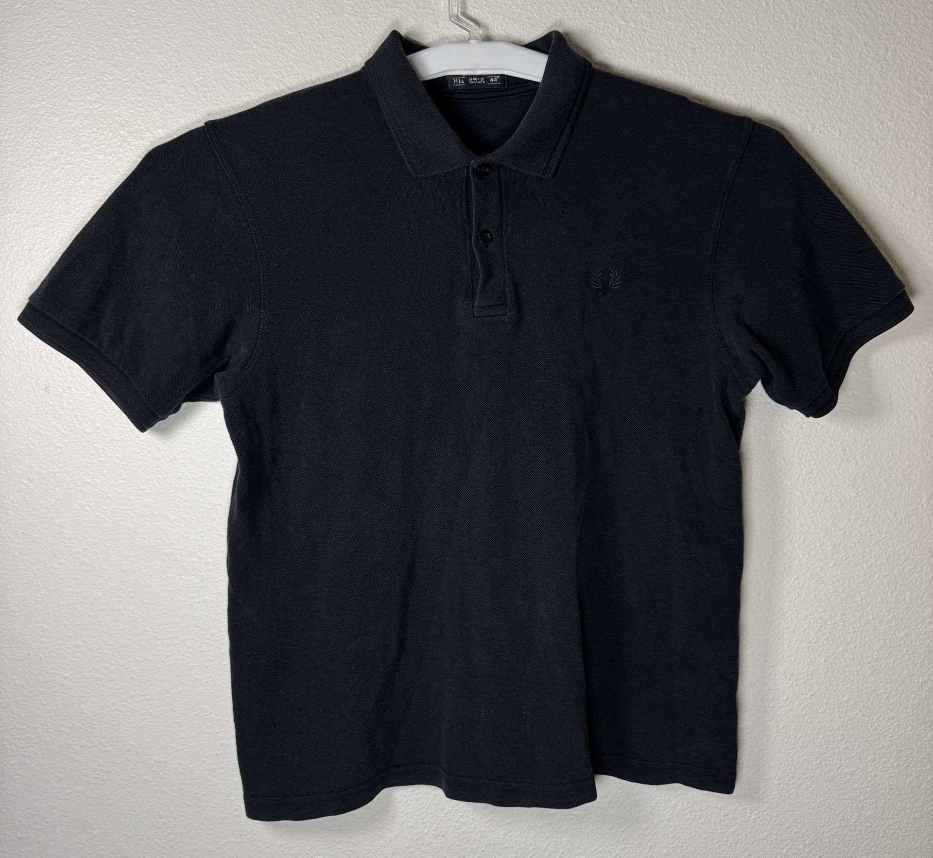 Fred Perry Men's Size 44 Night Black Polo Shirt Made in England