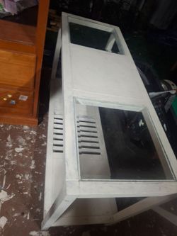 White glass table
