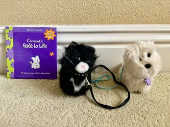 American Girl Vintage White Terrier Puppy Coconut Truly Me With Licorice Cat