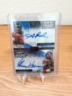 Sugar Ray Leonard & Thomas Hearns Dual Auto 23/75