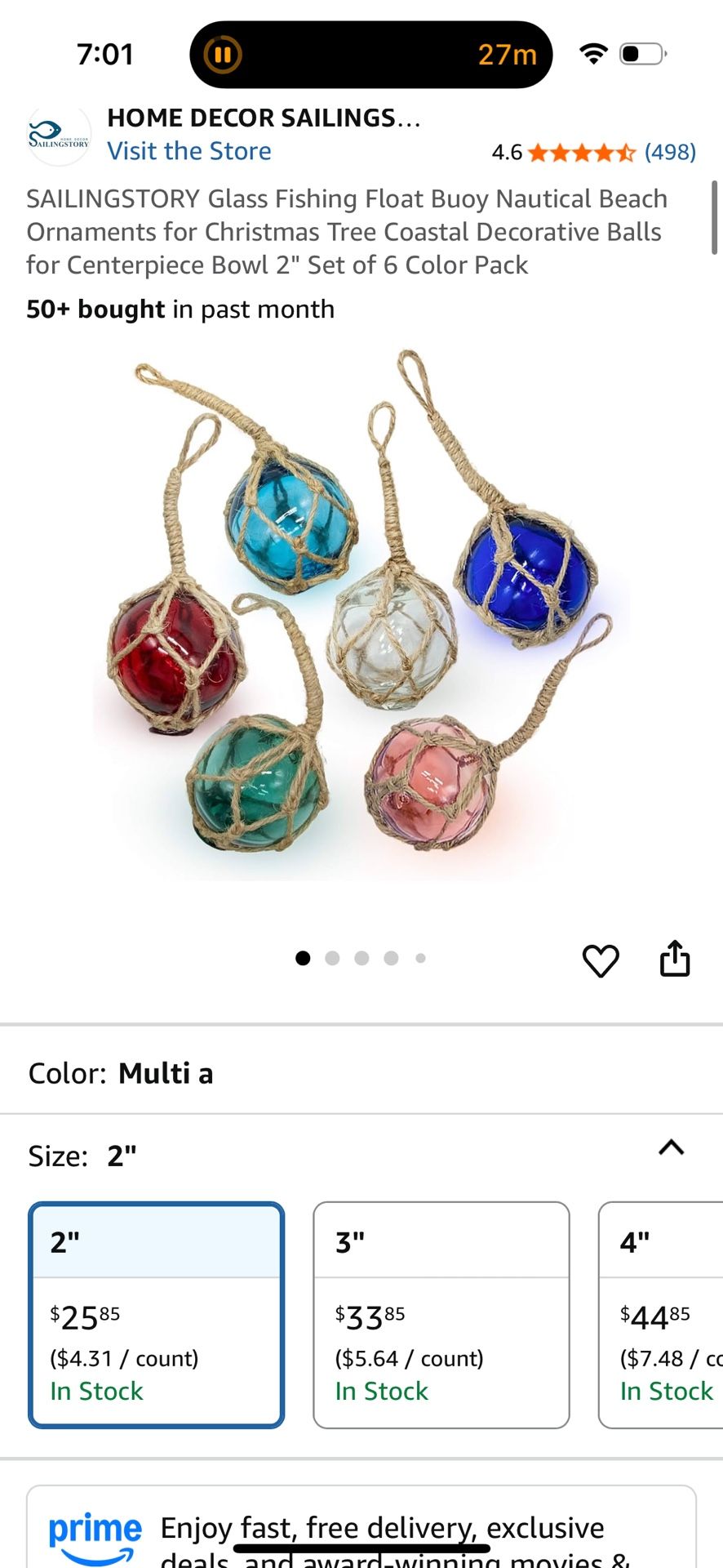 6 pack 2” Glass Buoy Floats