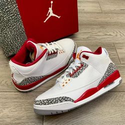 Jordan Air Jordan 3 Retro “Cardinal Red” Cardinals Mid-Top Retro Basketball Shoes Men's White Wine Red