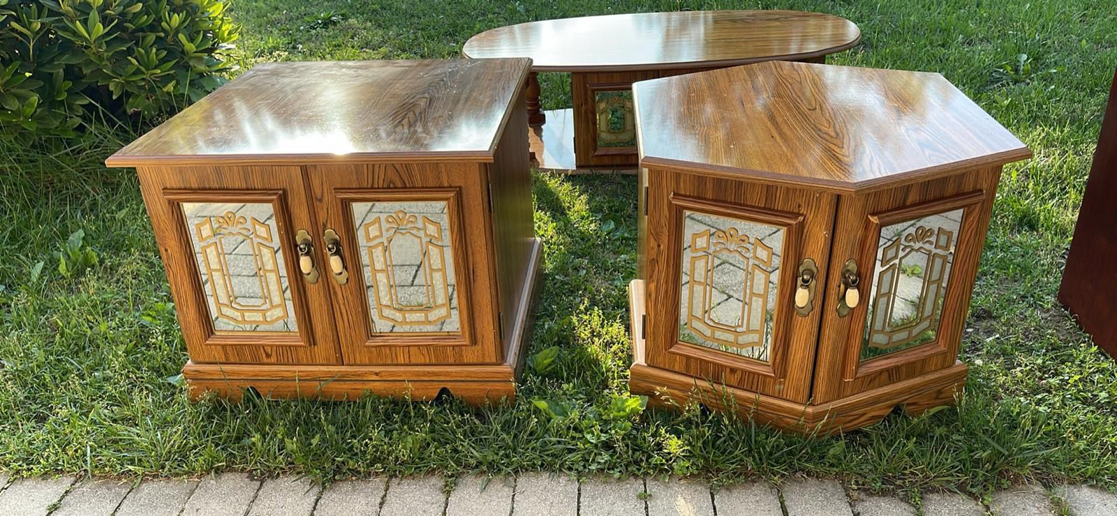 Coffee Table With 2 Side Table Set Mirrored 