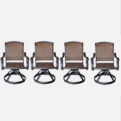 Patio outdoor Wicker Santa Clara Swivel Rocker Dining Chairs set of 4