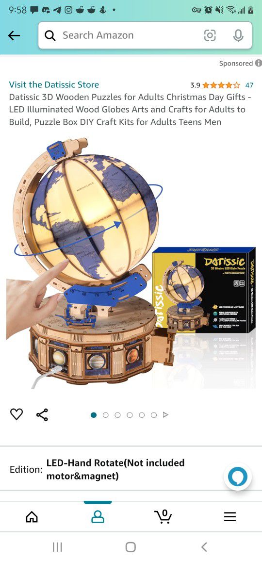 3D Globe Wooden Puzzle Light Up