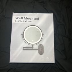 Large wall mounted lighted makeup mirror