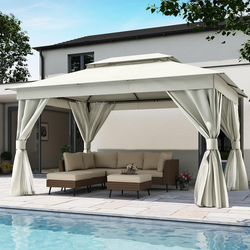 10’x13’ GAZEBO NEW IN BOX  Cream white, net and privacy screens
