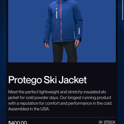NEVER WORN NIVIS PROTEGO SKI JACKET