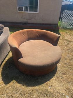 Grey Couch Bed, & Round Lazy Couch Brown