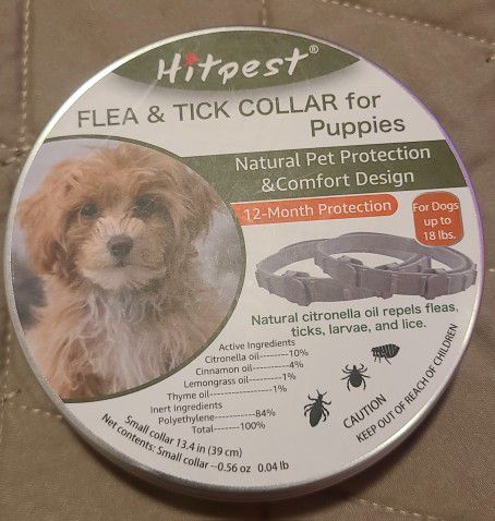 Hitpest FLEA & TICK COLLAR for Puppies Natural Pet Protection &Comfort Design 12-Month Protection For Dogs up to 18 lbs.