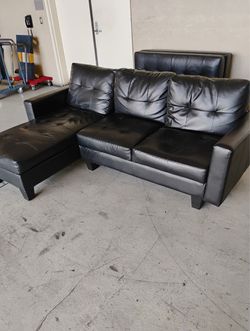 Authentic Black Leather Couch