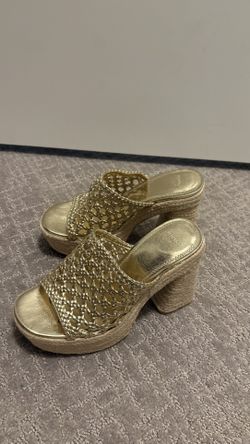 Bershka Sandals High Plataforma Gold