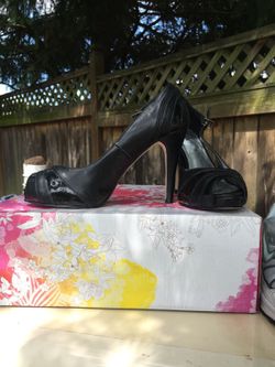 Black peep toe high heels