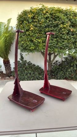 Two Solid Wood Upright Sword Display Stands