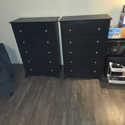 5 Drawers Dresser Black