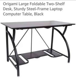 Origami Large Foldable Two-Shelf Desk Black