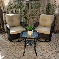 3 Piece Patio Furniture With Rocking Chairs 