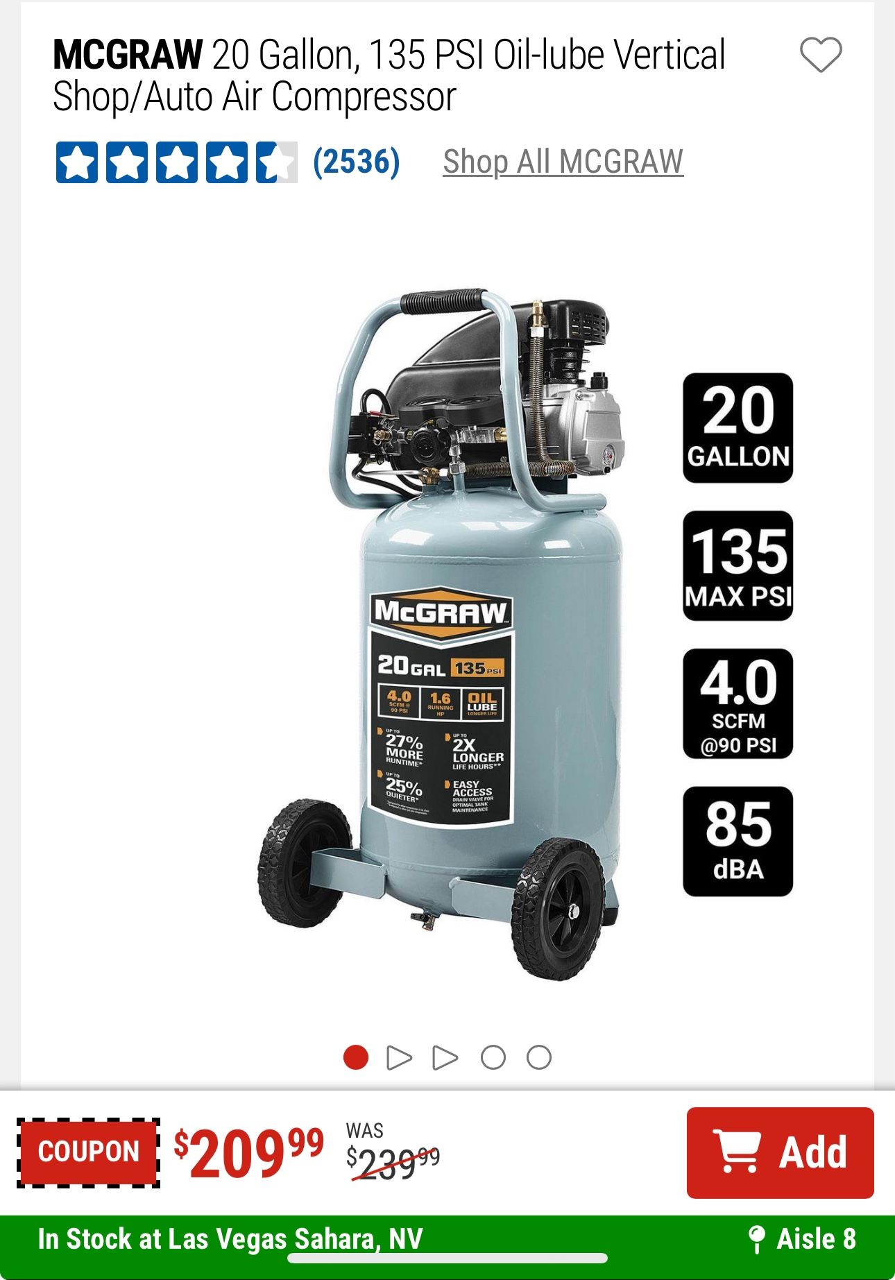 Mcgraw Compressor $55