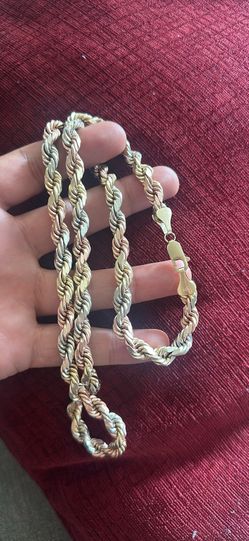 14k Tri color solid gold rope chain