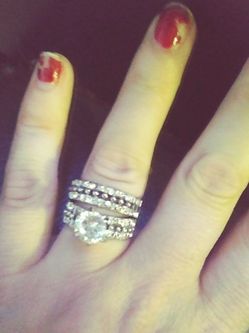 white gold plated cz engagement ring set