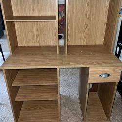 Computer desk with drawer and shelves