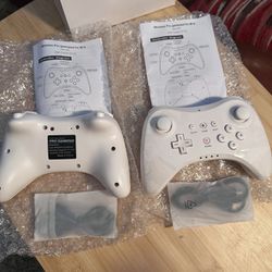 New Two (2) Wireless Pro Controller for Nintendo Wii U Gamepad Console; Color White