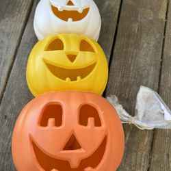 Pumpkin Light Jack O Lantern 3 Tier Tower Stacked 18”