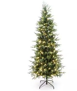 Celebrate the season in style with this 7.5 ft. Pre-Lit Green Slender Artificial Christmas Tree. Designed with both beauty and functionality in mind,