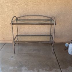 Glass And Metal Patio Serving Table Table
