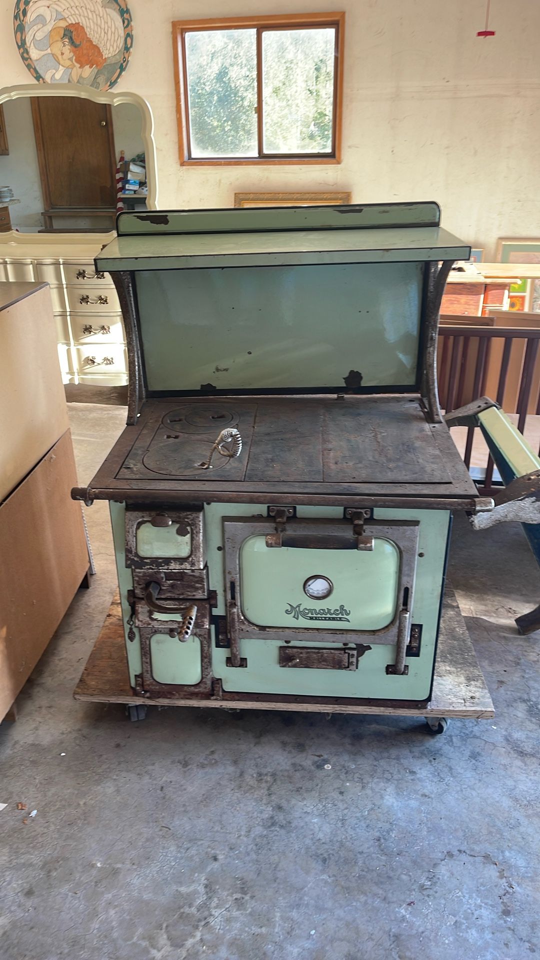 Antique Stove/ Boiler, Light Green