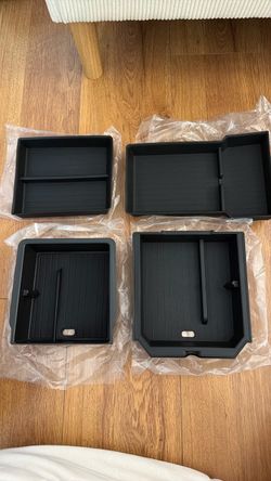 Center Console Organizer Control Lower Bottom Storage Box 4PC Compatible with 2024 2025 Tesla Model 3 Highland