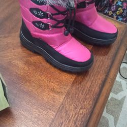 Girls Kids Pink Snow Boots Size 1 Shoes