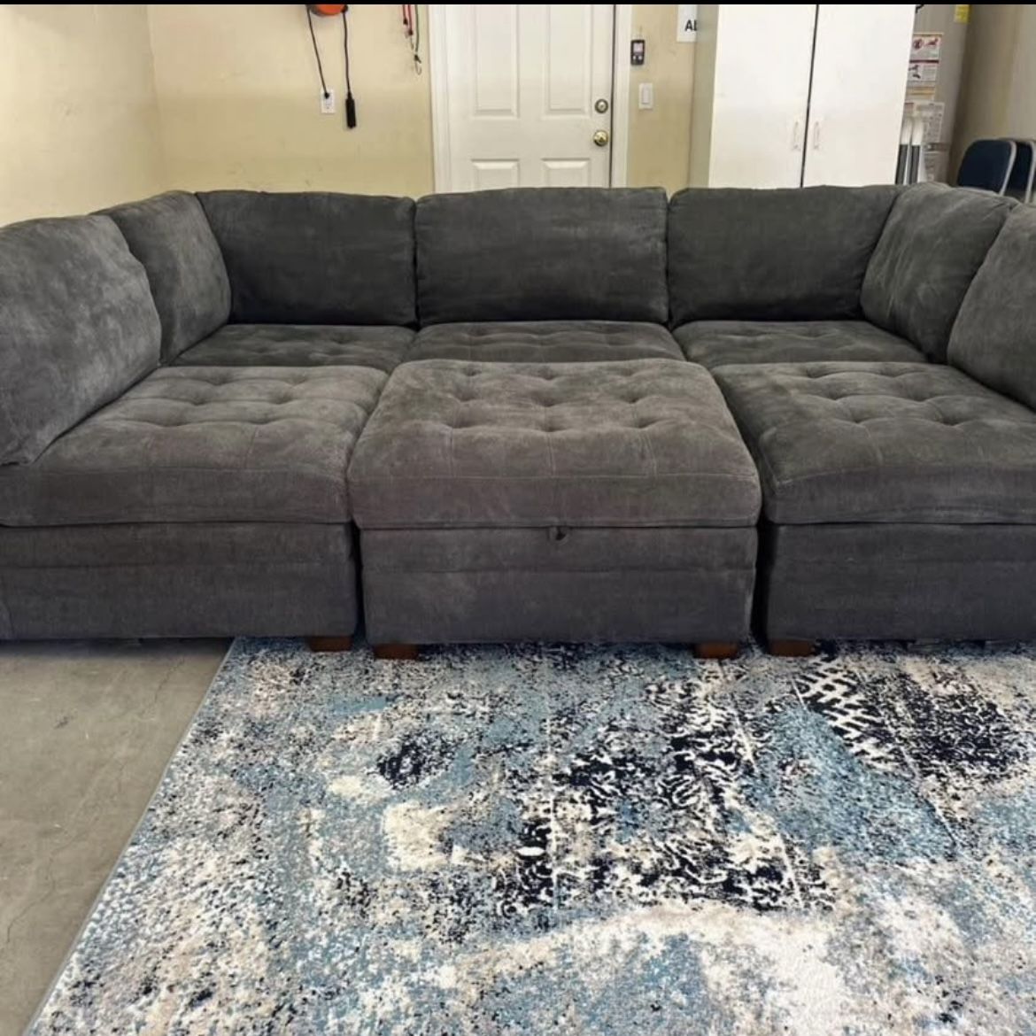 Sectional Sofa Couch Modular with Storage Ottoman
