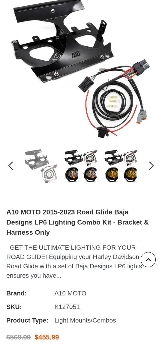 Cali Raised Moto Road Glide Light Brackets & Harness