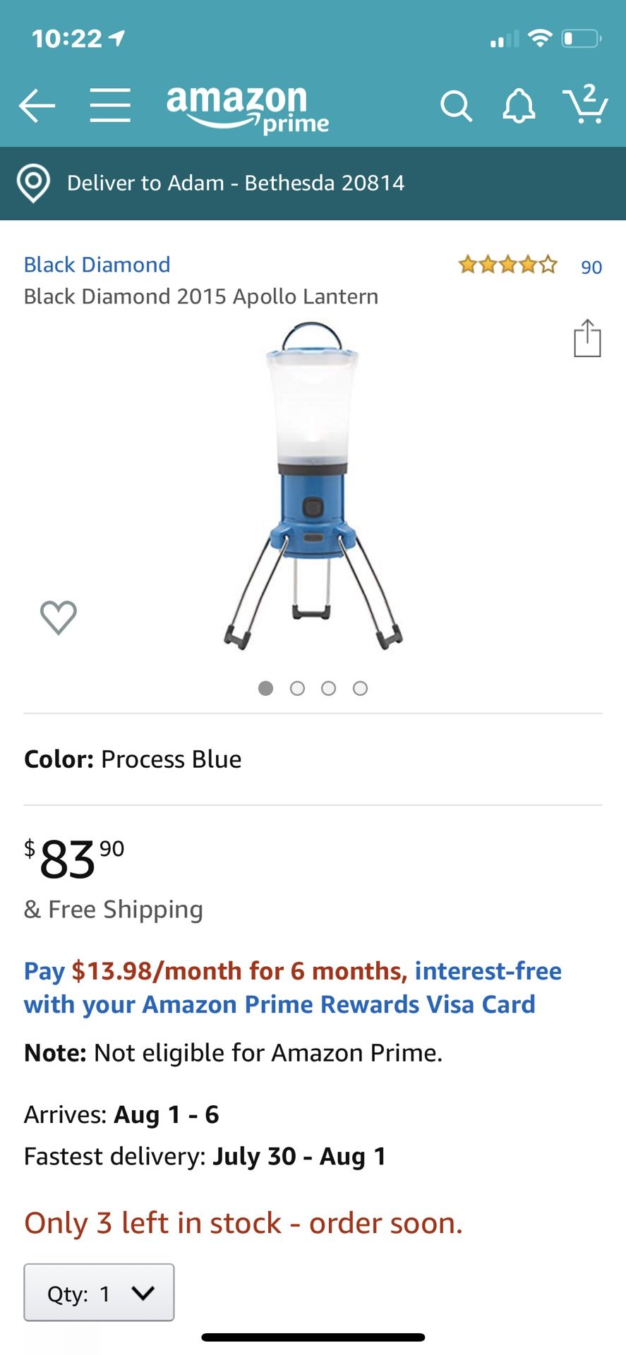 Black Diamond Apollo lantern. REI. Hiking. Camping.