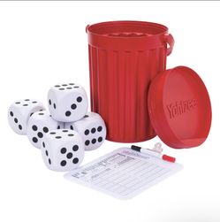 Giant Outdoor Hasbro Yahtzee Game Five Large Dice And Bucket