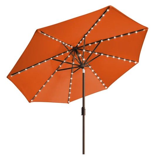 EliteShade USA 10-Year-Non-Fading Solar 9ft Market Umbrella with 80 LED Lights