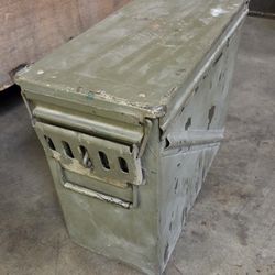 Military Metal Box. Gas Mask, Helmet, And First Aid Kit  Exhibit