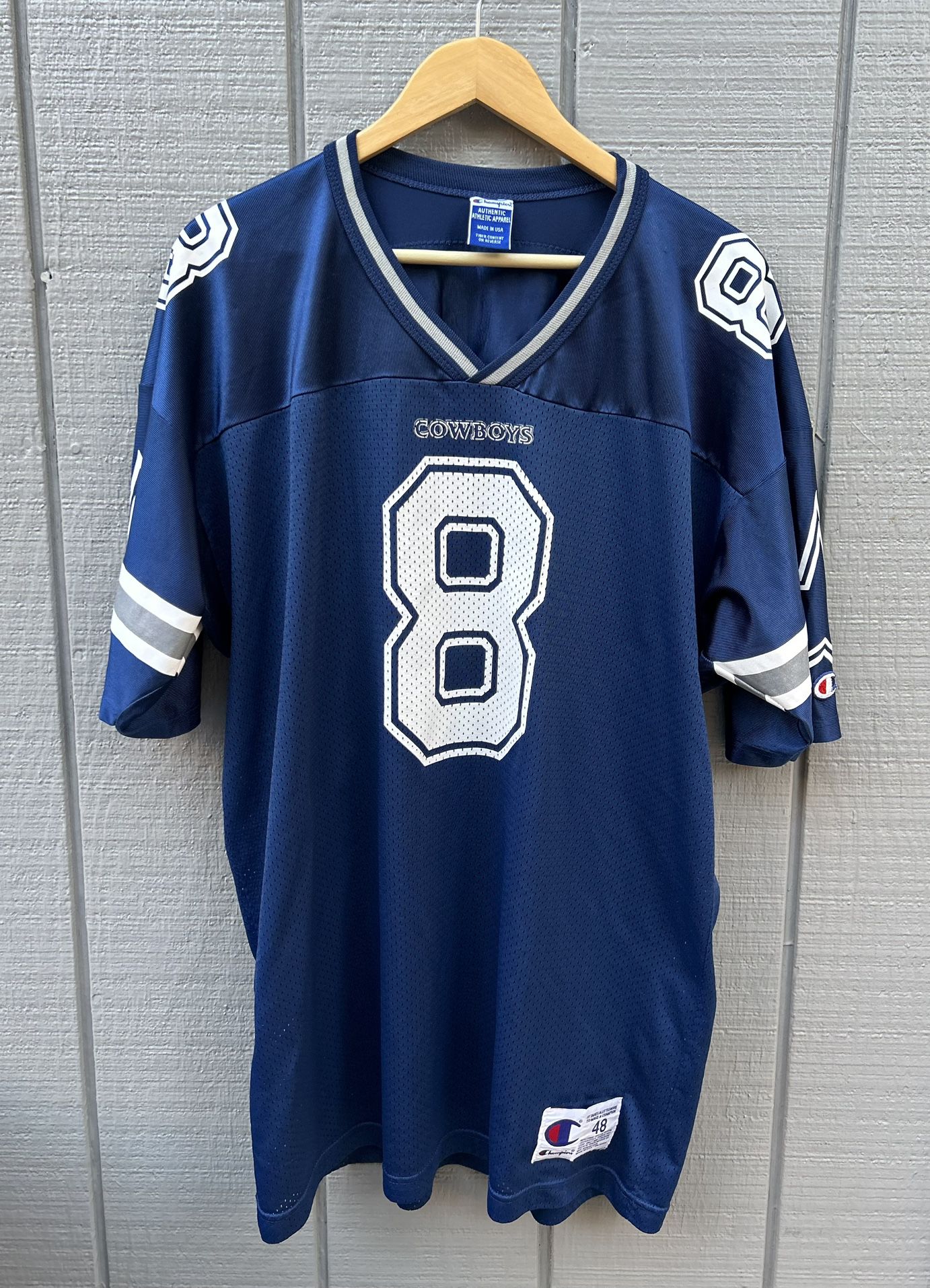 Vintage 90s Dallas Cowboys NFL Troy Aikman #8 Champion Jersey Size 48 Blue  for Sale in Roseville, CA - OfferUp