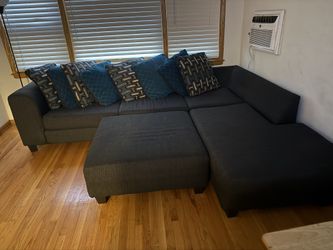 L Sectional Couches Grey/blue