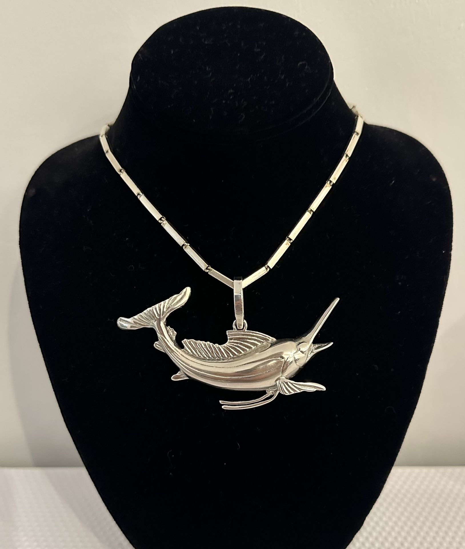 Sterling Silver 925 Marlin Fish Pendant