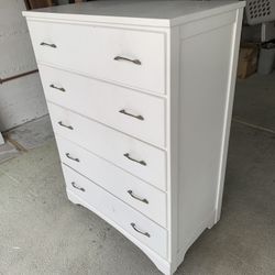 White 5 Drawer Chest Dresser 