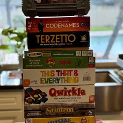 Games Collection: Apples to Apples Jr, Battleship (2), Connect 4, Hedbanz, Qwirkle, Stratego, Tantrix, Terzetto, This That & Everything