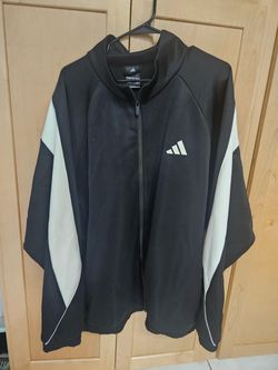 Adidas Men’s Full-Zip Track Jacket Black White (2XL)