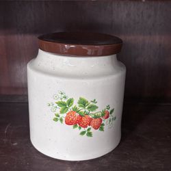 7” High 5.5by5.5 Wide Canister Strawberry Pattern 