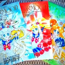Vintage 1990's Pretty Soldier SAILOR MOON: The Original Picture Collection Vol. 1, 2 & 4 (Hard Cover Art Books)