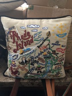 Catstudio hand embroidered Rhode Island pillow
