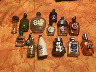 Men's after shave, cologne, and collectible bottles