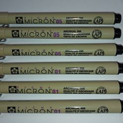 Sakura Pigma Micron Pens- 3 of 01 & 3 of 05
